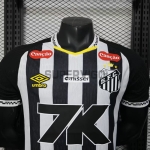 Camiseta Santos FC Segunda Equipación 2025/2026 Negro/Blanco con Publicitario (EDICIÓN JUGADOR)