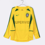 Camiseta Brasil Primera Equipación Retro 2002 ML Amarillo