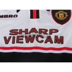 Camiseta Manchester United Segunda Equipación Retro 1998/99 Blanco Niño Kit