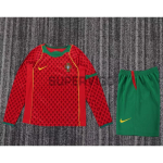 Camiseta Portugal Primera Equipación Retro 2004 ML Rojo/Verde Niño Kit
