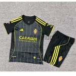 Camiseta Real Zaragoza Segunda Equipación 2025/2026 Negro Niño Kit con Parche La Liga