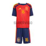 Camiseta Rodrigo 16 España Primera Equipación 2026 Rojo/Azul Niño Kit