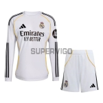 Camiseta Real Madrid Primera Equipación 2025/2026 ML Blanco Niño Kit