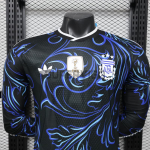 Camiseta Argentina Segunda Equipación Mundial 2026 ML Negro/Azul con FIFA2022 (EDICIÓN JUGADOR)