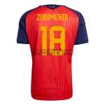 Camiseta Zubimendi 18 España Primera Equipación 2026 Rojo/Azul