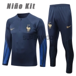 France Kid's Sweat Kit (Top+Pants) Navy Blue 2022