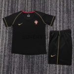 Camiseta Portugal Segunda Equipación Retro 2006 Negro Niño Kit
