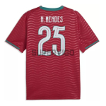 Camiseta N.Mendes 25 Portugal Primera Equipación 2026 Rojo