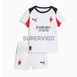 Camiseta AC Milan Segunda Equipación 2025/2026 Blanco Niño Kit