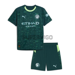 Camiseta Manchester City Cuarta Equipación 2025/2026 Verde Niño Kit