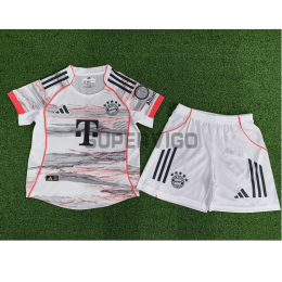 Camiseta Bayern Múnich Segunda Equipación 2025/2026 Blanco Niño Kit (EDICIÓN JUGADOR)