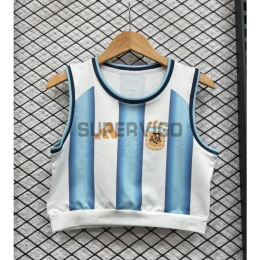 Top corto Argentina Primera Equipación Mundial 2026 Blanco/Azul Mujer
