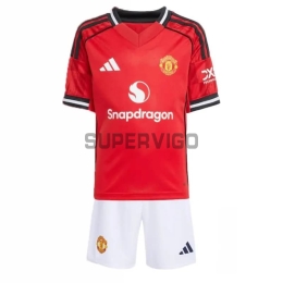 Camiseta Manchester United Primera Equipación 2025/2026 Rojo Niño Kit