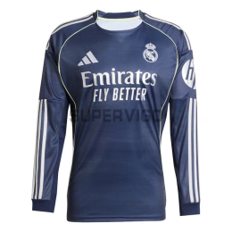 Camiseta Real Madrid Segunda Equipación 2025/2026 ML Azul Marino con ParcHe HP