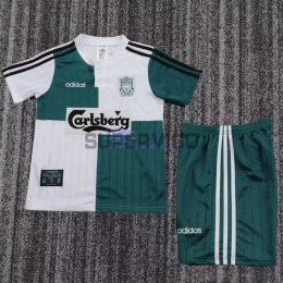 Camiseta Liverpool Segunda Equipación Retro 1995/96 Blanco/Verde Niño Kit