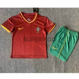 Camiseta Portugal Primera Equipación Retro 2000 Niño Kit