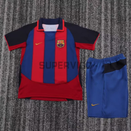 Camiseta Barcelona Primera Equipación Retro 2003/04 Rojo/Azul Niño Kit