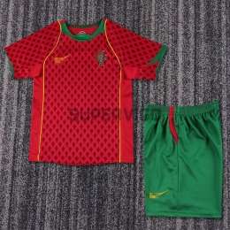 Camiseta Portugal Primera Equipación Retro 2004 Niño Kit