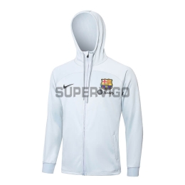 Training Top Barcelone 2024/2025 Avec Capuche Gris Clair