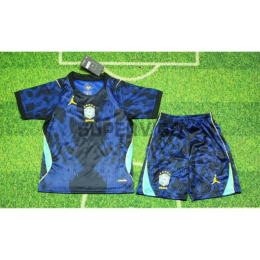 Camiseta Brasil Segunda Equipación Mundial 2026 Azul Niño Kit