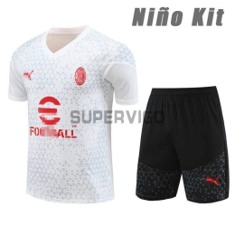 Camiseta de Entrenamiento AC Milan 2023/2024 Niño Kit Blanco
