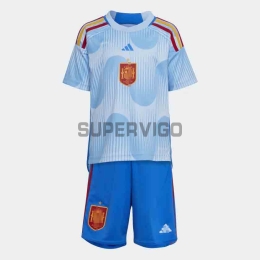 Camiseta España Segunda Equipación 2022 Copa Mundial Niño Kit