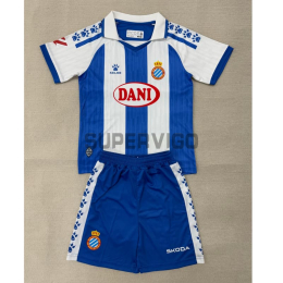 Camiseta Espanyol Primera Equipación 2025/2026 Azul/Blanco Niño Kit con Parche La Liga