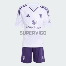Camiseta Manchester United Segunda Equipación 2025/2026 Blanco Niño Kit