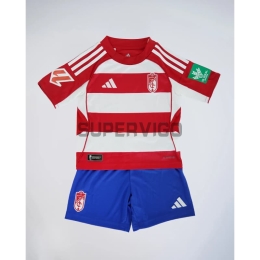 Camiseta Granada Primera Equipación 2025/2026 Rojo/Blanco Niño Kit con Parche La Liga