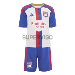 Camiseta Olympique De Lyon Primera Equipación 2026/2027 Blanco/Azul Niño Kit