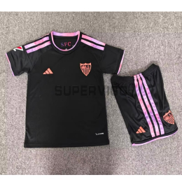 Camiseta Sevilla FC Tercera Equipación 2026/2027 Negro Niño Kit con Parche La Liga