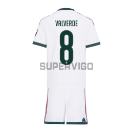 Camiseta VALVERDE 8 Real Madrid Primera Equipación 2026/2027 Blanco Niño Kit con Parche HP