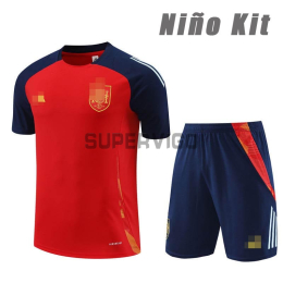 Camiseta de Entrenamiento España Rojo/Azul Marino 2024 Niño Kit