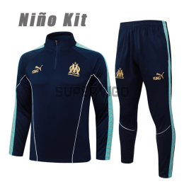 Sudadera De Entrenamiento Olympique Marsella 2025/2026 Niño Kit Blanco/Verde