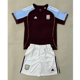 Camiseta Aston Villa Primera Equipación 2025/2026 Rojo Oscuro Niño Kit