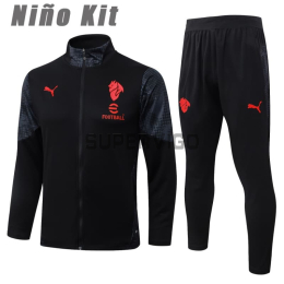 Chandal AC Milan 2025/2026 Niño Negro con Estampado en Manga