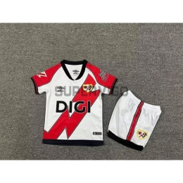 Camiseta Rayo Vallecano Primera Equipación 2025/2026 Blanco/Rojo Niño Kit con Parche La Liga