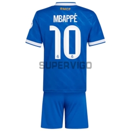 Camiseta MBAPPÉ 10 Real Madrid Tercera Equipación 2025/2026 Azul Niño Kit  con Parche HP