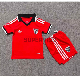 Camiseta Sevilla FC Segunda Equipación 2026/2027 Rojo Niño Kit con Parche La Liga