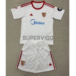 Camiseta Sevilla FC Primera Equipación 2025/2026 Blanco Niño Kit