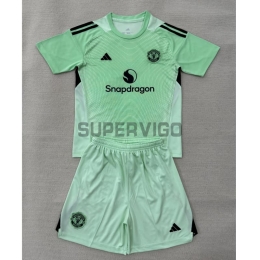 Camiseta de Portero Manchester United 2025/2026 Verde Claro/Negro Niño Kit