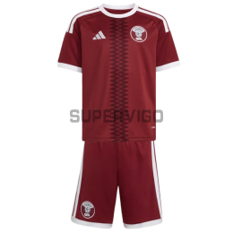 Camiseta Qatar Primera Equipación Mundial 2026 Rojo Niño Kit