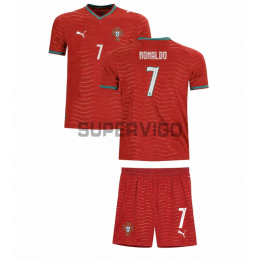 Camiseta Ronaldo 7 Portugal Primera Equipación Mundial 2026 Rojo Niño Kit
