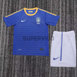 Camiseta Brasil Segunda Equipación Retro 2010 Azul Niño Kit