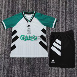Camiseta Liverpool Segunda Equipación Retro 1993/95 Blanco/Verde Niño Kit