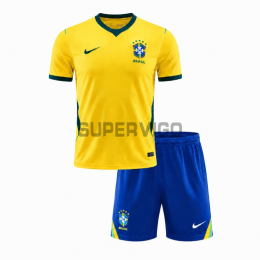 Camiseta Brasil Primera Equipación Mundial 2026 Amarillo Niño Kit
