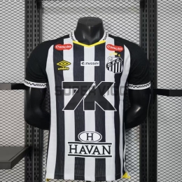 Camiseta Santos FC Segunda Equipación 2025/2026 Negro/Blanco con Publicitario (EDICIÓN JUGADOR)