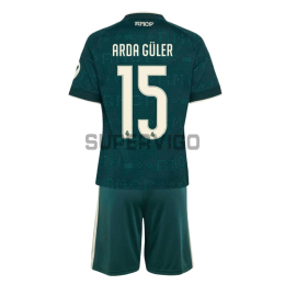 Camiseta ARDA GÜLER 15 Real Madrid  Segunda Equipación 2026/2027 Verde Oscuro Niño Kit con Parche HP