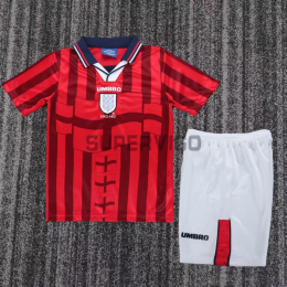 Camiseta Inglaterra Segunda Equipación Retro 1998 Rojo/Azul Niño Kit