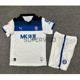 Camiseta Alavés Segunda Equipación 2025/2026 Blanco/Azul Niño Kit con Parche La Liga